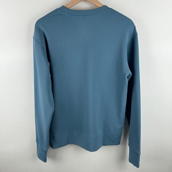 Mens Waffle Knit Sweatshirt Blue Crew Neck Long Sleeve All in Motion Size Small - Picture 3 of 7